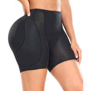POP CLOSETS Women Hip Padded Booty Lifter Shapewear Thicker Enhancer Removable 4 Pads Control Panty for Bigger Butt (Size Small, Black)