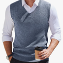 COOFANDY Men's Sweater Vest V Neck Sleeveless Sweater Slim Fit Casual Knitted Vest Sweaters blue Large
