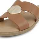 Soda Flash ~ Women Square Toe Ornamented H-Band Slip-On Sandals (Brown)