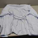 Women Long Sleeve Button Down Shirt Tie Back Cinched Waist Lapel Collar Corset Blouse Work Casual Dressy Tunic Shirt (Large, Sky Blue)