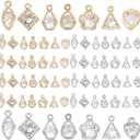 PH PandaHall 70pcs 7 Styles Zirconia Alloy Charms Golden Silver Heart/Flower/Horse Eye/Teardrop/Triangle Charms Sets for Earring Bracelet Necklace Jewelry Making