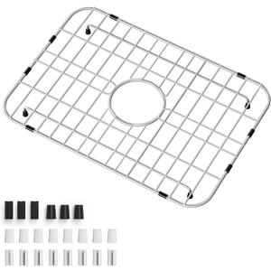 Sink Grid 18" X 12-1/2", Sink Protectors for Kitchen Sink Stainless Steel, Sink Rack for Bottom Centered Drain for Single Bowl Sinks Accessories, Includes 16 Rubber Pads and 20 Rdge Protectors