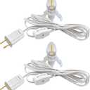 2 Pack Accessory Cord with 2 C7 Led Light Bulb Candelabra-Base E12 Socket White Cord with On/Off Switch Plugs for Holiday Decorations Christmas Village House