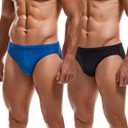 AIMPACT Mens Vintage Swim Briefs Sexy Bikini Swimwear Quick Dry Retro Swimsuit with Drawstring, (Black, Blue, Small)