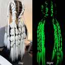 5pcs Glow in the Dark Hair 24inch White Braiding Hair Pre Stretched Colored Hair Extensions for Braiding Luminous Jumbo Braids for Kids Girls Women for Christmas