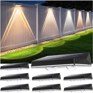Solar Fence Lights Outdoor, 8-Pack 120LM Fence Lights Solar Powered, IP67 Waterproof Dusk to Dawn Auto On/Off 12+ Hours for Outside/Backyard/Wall/Step/Patio/Deck/Pool (3000K/4000K/6000K White)