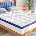BEDELITE Queen Mattress Topper 3 Inch Thick Mattress Pad, Plush Pillow Top Bed Cover with Elastic Deep Pockets Up to 6-24 Inch for Pressure Relief, Shredded Memory Foam Filling
