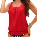 Yonique Blouson Tankini Swimsuits for Women Loose Fit Modest Two Piece Bathing Suits, XXL