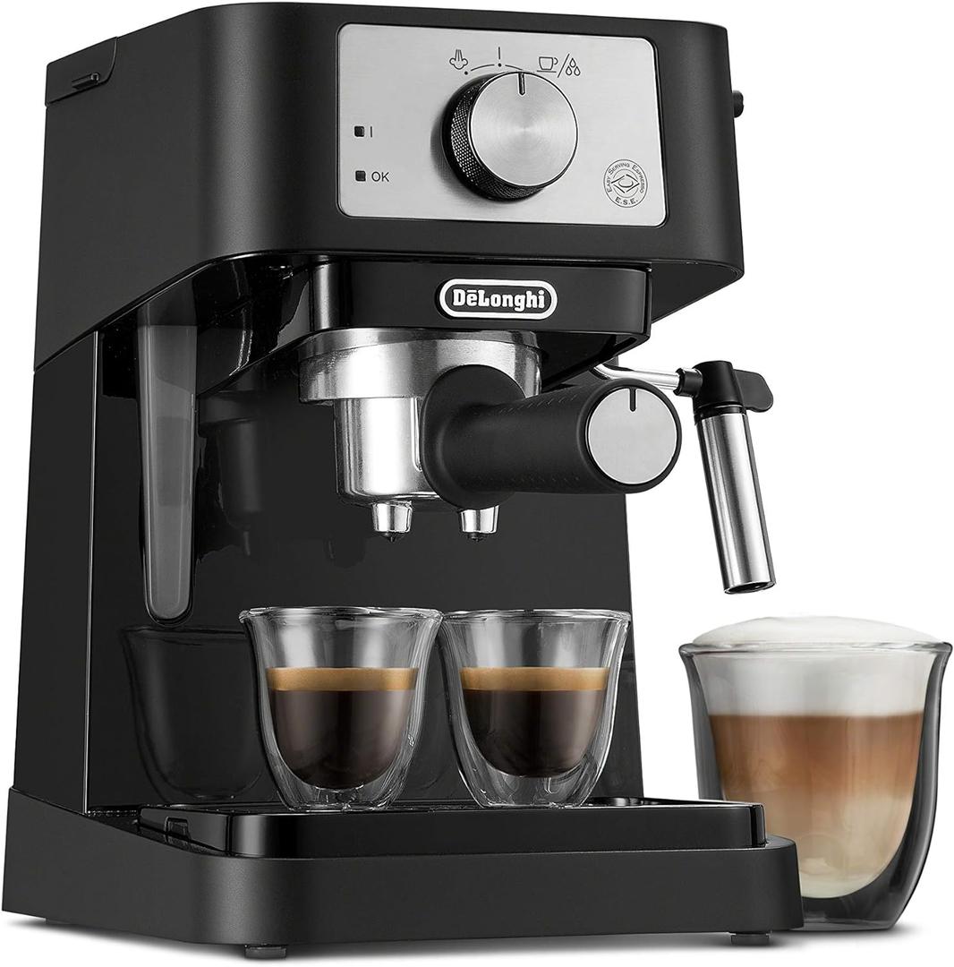 De'Longhi Stilosa Manual Espresso Machine, Compact Coffee Maker, 15 Bar Pump Pressure, Manual Milk Frother Steam Wand for Authentic Single & Double Espresso, Lattes & Cappuccinos, Tamper Included