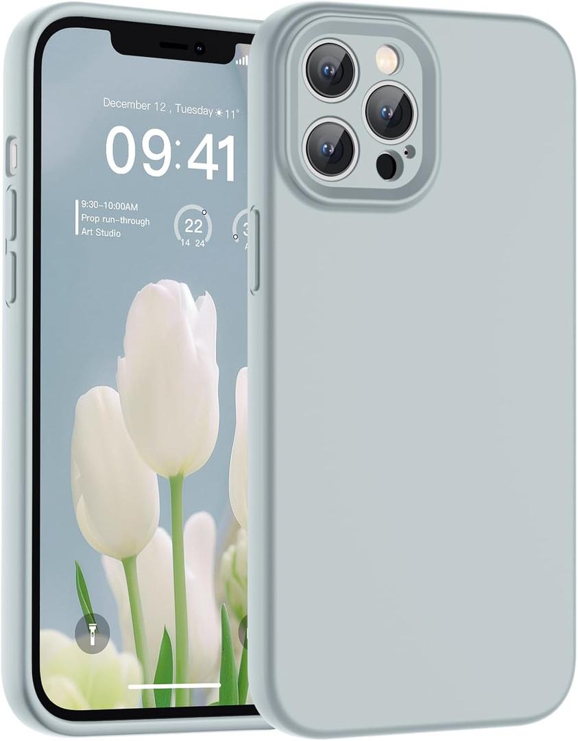 SUPFINE for iPhone 12 Pro Max Case,Premium Liquid Silicone with [Soft Anti-Scratch Microfiber Lining][Upgraded Camera Protection] Slim Shockproof Protective Phone Case for Men Women Girls,Haze Blue