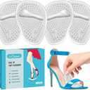 ZUCNANA Ball of Foot Cushions (2 Pairs Gel Shoe Inserts), Heel Inserts for Women, Non Slip Heel Pads, Heel Cushions for Women Foot Pain Relief and Comfort, One Size Fits Any (Clear)