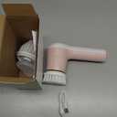 PUFTEM Electric Spin Scrubber, Cordless Shower Scrubber with Battery Level Display, 2 Speeds Electric Scrubber for Cleaning with 6 Replaceable Heads, Cleaning Brush for Bathroom/Sink/Window (Pink)