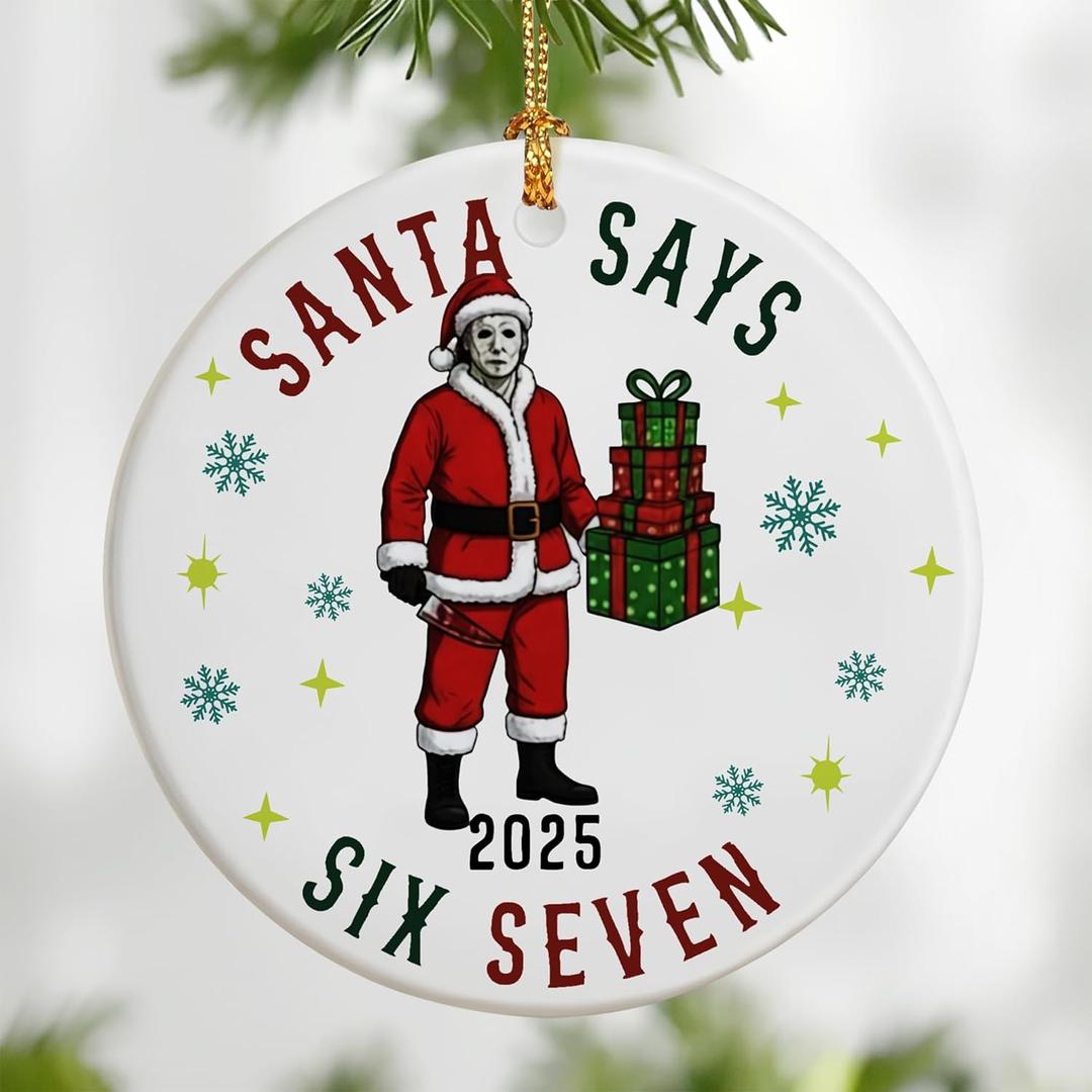 Six Seven Christmas Ornaments 2025 | Michael Myer Horror Ornament | Funny 67 Meme Ornament | 67 Gifts | Trending Ornaments | Christmas Decor | Gen Z Alpha Xmas Gift