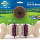 PetSafe Busy Buddy Bristle Bone - Chew Toy for Dental Health Support - Durable Dog Plaything for Tough Chewers - Includes 4 Refillable Treat Rings - Safe Chew Toy for Large Dogs (50-90 lbs) (Large (Pack of 1))
