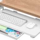 ETHU Keyboard Tray Under Desk, 19.7' X 11.81" Small Size Keyboard Drawer with C Clamp-on Mount Easy to Install, Computer Keyboard Stand Slide Pull Out, Ergonomic Keyboard Tray for Home, Office (White)