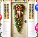 2 x BlissYard Christmas Door Cover Bow Ribbon 35x71 Inch Polyester