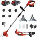 Cordless String Trimmer, Weed Wacker, Nylon Trimmer Head as Its Core Cutting Accessory, Telescopic Shaft and Foldable, 2 x Batteries, String Trimmer Cordless for Lawn, Garden and Yard, Red