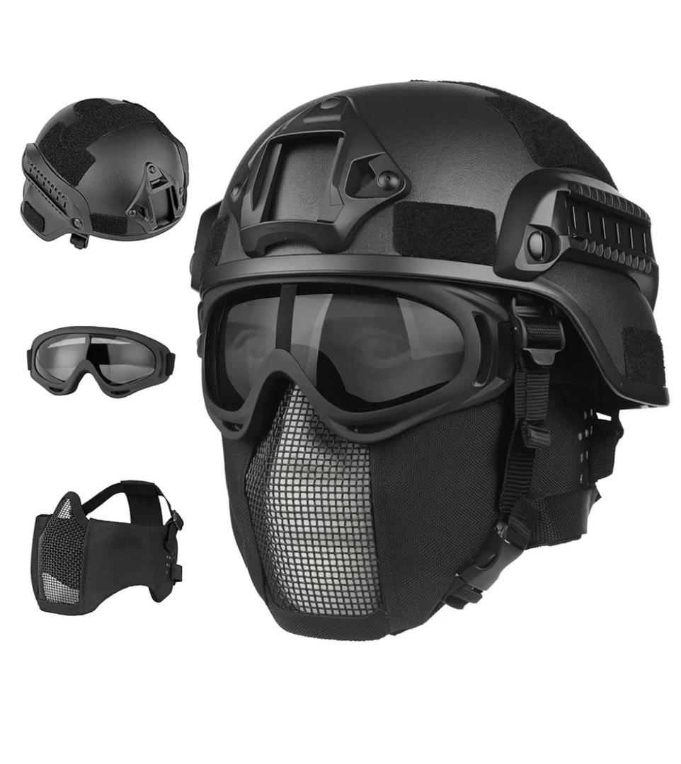 Airsoft Helmet, Black Tactical Helmet, Airsoft Mask Mesh, Elastic Balaclava Mask, Anti Fog Airsoft Goggles, Tactical Full Face Protection, Airsoft Accessories, Military Gear