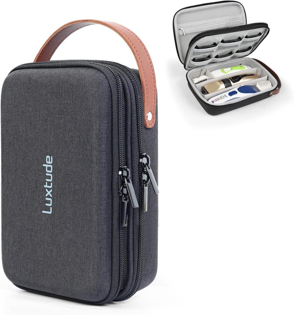 Luxtude Hair Clipper Case Travel, Portable Barber Cases, Hard Barbers Bags for Clippers and Supplies, Sturdy Trimmer Bag, Barbers Accessories for Wahl 5Star/Hatteker/Oneisal/Andis Grooming (Case Only) (Medium, Black)