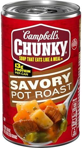Campbell’s Chunky Soup, Savory Pot Roast Soup, 18.8 oz Can, 4pack, Best Before Date 04/02/2027