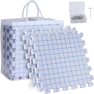 9 Pack Blocking Mats for Knitting & Crochet Project, Extra Thick Knitting Blocking Mat with Grid LinesKnitting Mats with 100 T-Pins and Storage Bag