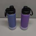 2 Pack 18 oz Water Bottle Stainless Steel Vacuum Insulated Wide Mouth Sports Water Bottle Flask with Leakproof Spout Lid (Royal Blue-Purple)