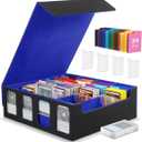 MoKo Card Storage Box for Trading Cards, 3000+ MTG Deck Box with 24 Colorful Dividers & 4 Card Supporters, Commander Card Deck Case with Display Window, Fits for Magic Game Cards, YugiOh, Black Blue