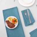 H.VERSAILTEX Linen Textured Cloth Napkins Set of 12 (18" X 18") Linen Textured Dinner Napkins Waterproof Extra Soft Thick Durable Reusable Napkins with Hemmed Edges, Heather Storm Blue
