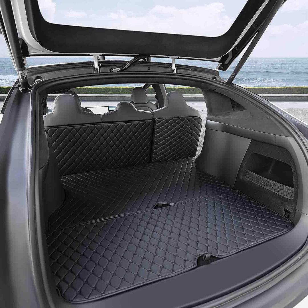 Topfit Tesla Model X 5 Seat Trunk Mats and 2rd Row Seat Back Protector Mat All-Weather Waterproof Customized A Whole Set for Tesla Model X Accessories 2022-2025