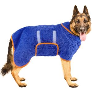 Bienbee Dog Bathrobe, Quick Drying Super Absorbent Dog Robes for After Bath, Warm Keeping Dogs Towel, Dogs Bath Supplies, Dark Blue, XXL