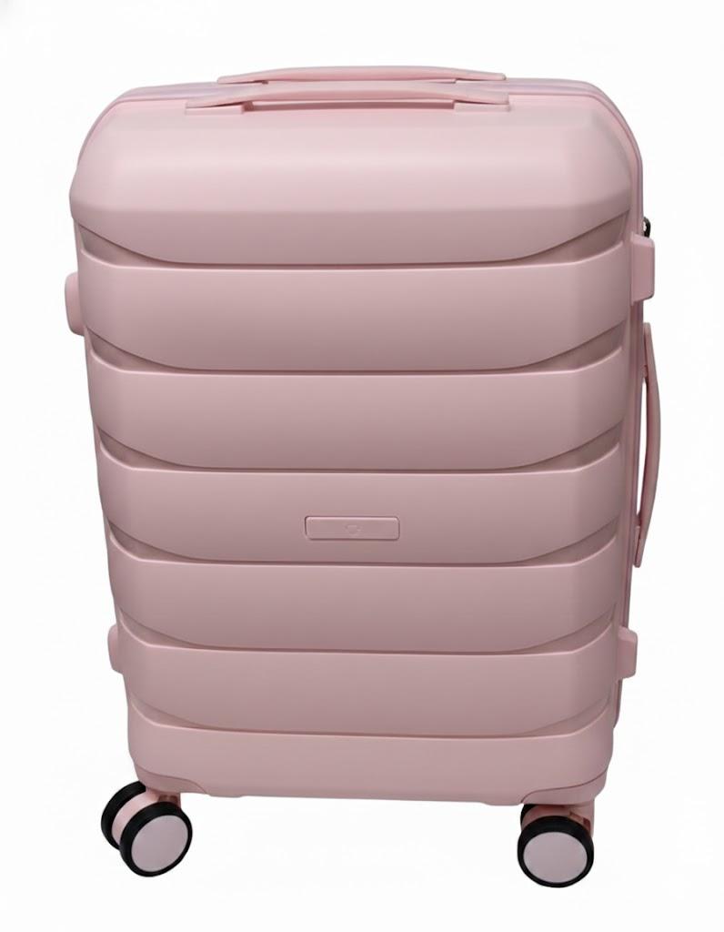 LARVENDER Carry On Luggage 22x14x9 Airline Approved, 20 Inch Hardshell & Lightweight PP Carry On Suitcase for Women with Spinner Wheels TSA Lock, Light Pink