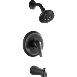 GERUIKE Shower Faucet Set with Valve,Tub and Shower Faucet Set with 4-Inch 3-Spray Shower Head and Tub Spout,Single Handle Shower Trim Kit Bathtub Shower System for Bathroom Shower Combo Set, Black