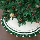 Mr. Pen- Christmas Tree Skirt, 36", Green & White Knitted Christmas Skirt Tree, Xmas Tree Skirt, Christmas Skirts for Xmas Trees, Skirt for Christmas Tree, 36 Inch Tree Skirt 36 Inch