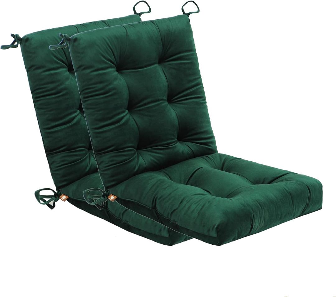 Set of 2 Outdoor Dining Chair Cushions, 37x18 inch, Water Repellent, Patio Seating Cushions, 37x18 inch, for Garden Patio Furniture (Dark Green), 37x18x4.5 inches