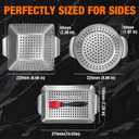 3 Piece Stainless Steel Grill Basket Set with Basting Brush, Heavy Duty Small Vegetable Grill Basket for Outdoor Grill - Perforated Compact BBQ Grill Pan & Wok Accessories for Gas, Charcoal, Veggies