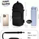 sportsnew Water Bottle Holder with Strap, 32 OZ Water Bottle Carrier Sling Bag with Adjustable Shoulder Strap Insulated Water-Resistant Water Bottle Bag for Walking Hiking, Patent Pending (Black)