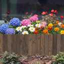 Garden Wooden Fence Edging, Burnt Wood Finish, Fir Wood,Outdoor Lawn Landscape Border (1, 11.8" Height)