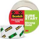Scotch Sure Start Shipping Packaging Tape, 1.88" x 54.6 yd, Designed for Packing, Shipping and Mailing, Quiet Unwind, No Splitting or Tearing, 3" Core, Clear, 1 Roll (345)