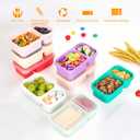 8 Pack Wheat Straw Snack Containers with Lids, 2-Compartment Reusable Bento Boxes for Meal Prep, Travel, Camping, and On-the-Go Snacks, Leak-Proof & Dishwasher Safe (8 Colors)