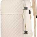 MOMUVO Large Travel Backpack Women, Flight Approved Carry On Backpack, Water Resistant Anti-Theft Large Casual Daypack Fit 17 Inch Laptop with USB Charging Port, Beige, 17.3 inch
