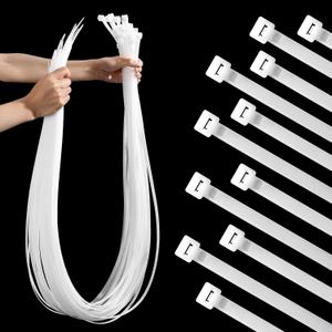 XunYee 48 Pcs 60 Inch Large Zip Ties Heavy Duty Outdoor Extra Large Zip Ties Extra Long Cable Wire Plastic Ties with 176 Pounds Tensile Strength Self Locking UV Resistant (White)