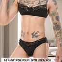 Mens Sissy Lingerie Set Lace Bra Top Briefs Crossdressing Gay Role Play Adjustable Straps Underwear S-2XL (XL)