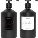 Luxury Glass Soap Dispenser Set of 1 - Elegant Glass Bottles with Matte Black Pumps, Ideal for Kitchen and Bathroom for Hand and Dish Soaps