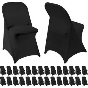 Folding Chair Covers 30 PCS Stretch Spandex Chair Covers Upgraded Universal Fitted Chair Cover Protector for Wedding,Party, Banquet, Holidays, Celebration, Decoration (Black, 30 PCS) (30pcs)