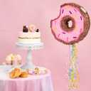 WERNNSAI Donut Piata - Pink Donut Piata with String Birthday Party Decorations Piata with Stick Blindfold for Girls Kids Dount Pull String Piata Family Games Birthday Party Supplies