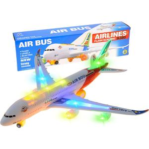 PowerTRC Kids Airplane Toys, Bump & Go Action Toddler Toy Airplane with LED Flashing Light, Music, Airplane Sound, Great Gift for Boys Girls Ages 3-12 (Set of 1)