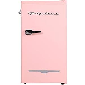 Frigidaire EFR376 Retro Bar Fridge Refrigerator with Side Bottle Opener, 3.2 cu. Ft, Pink/Coral