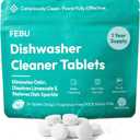 FEBU Dishwasher Cleaner Tablets Made in USA | Natural Dishwasher Cleaner and Deodorizer | Eliminates Grease & Grime | 8 Natural, Biodegradable, Plant-Based Ingredients | 24 Tablets - 12 Month Supply