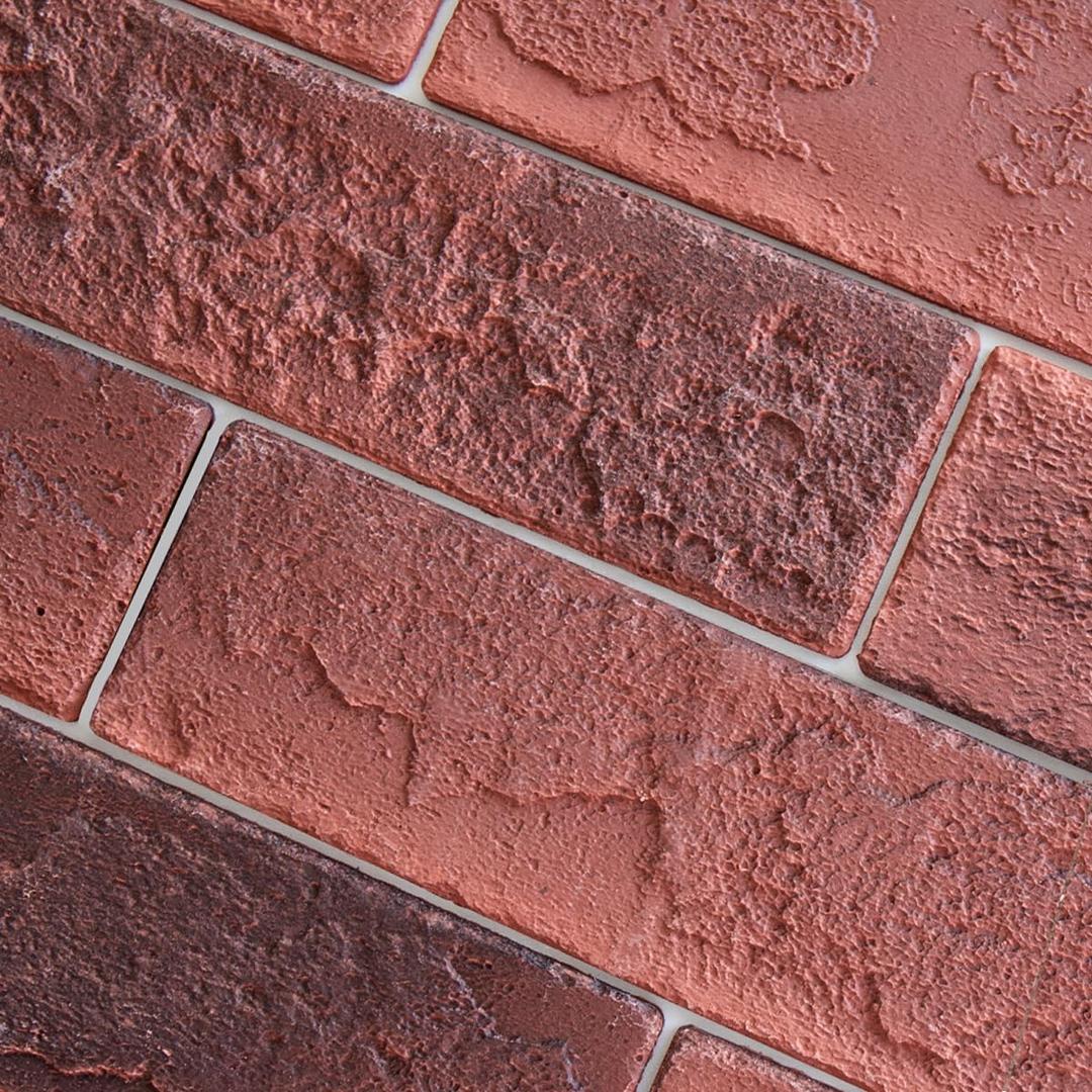 100 Vintage Red Faux Brick Wall Tiles, 3D Thin Brick Veneers for Bedroom, Bathroom, Kitchen, Fireplace and Fence Wall Panels (14.2 sq ft)