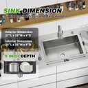 Kitchen And Bar Sink, 27x18 Inch Stainless Steel Undermount Modern Single Bowl Kitchen And Bar Sink Combo-Silicon Mat,Drain Strainer Set Compatibility With Various Kitchen&Bar Style, 18 inchD x 27 inchW x 9 inchH